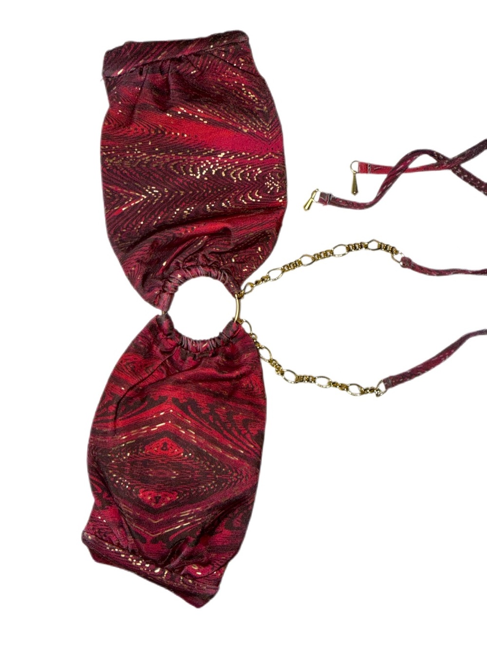 Y2K Bellissima Gold-Accent Red Bandeau Bikini Set